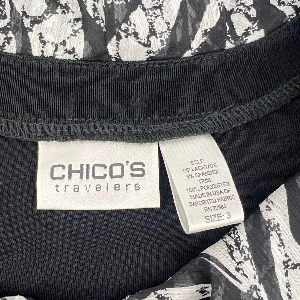 Chico's Travelers Shirt Slinky V-Neck Ruffle Trim Black Size 3 XL 16 - Picture 8 of 8